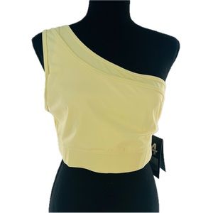4 | FOURLAPS Solo Bra One-Shoulder Sports Bra Banana Yellow Size Large NWT